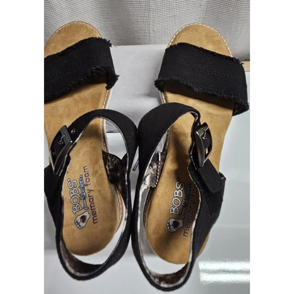 NWT‎ BOBS DESERT KISS adobe princess strappy sandals black textile woman US9.5